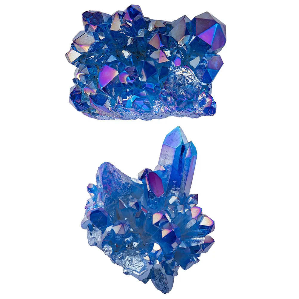

2Pcs Blue Crystal Rocks Premium Crystal Stone Decor for Aquarium Fishbowl Plant Pot Garden Path Home Office Landscaping