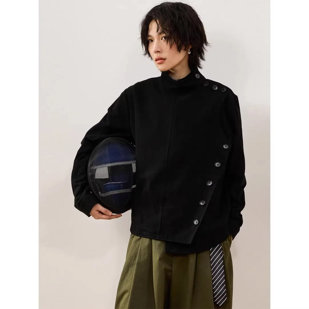 

Мужская куртка Sameuoo Fencing Player с коротким рукавом, приталенная, без необходимости глажки, осенне-зимняя, с воротником-стойкой