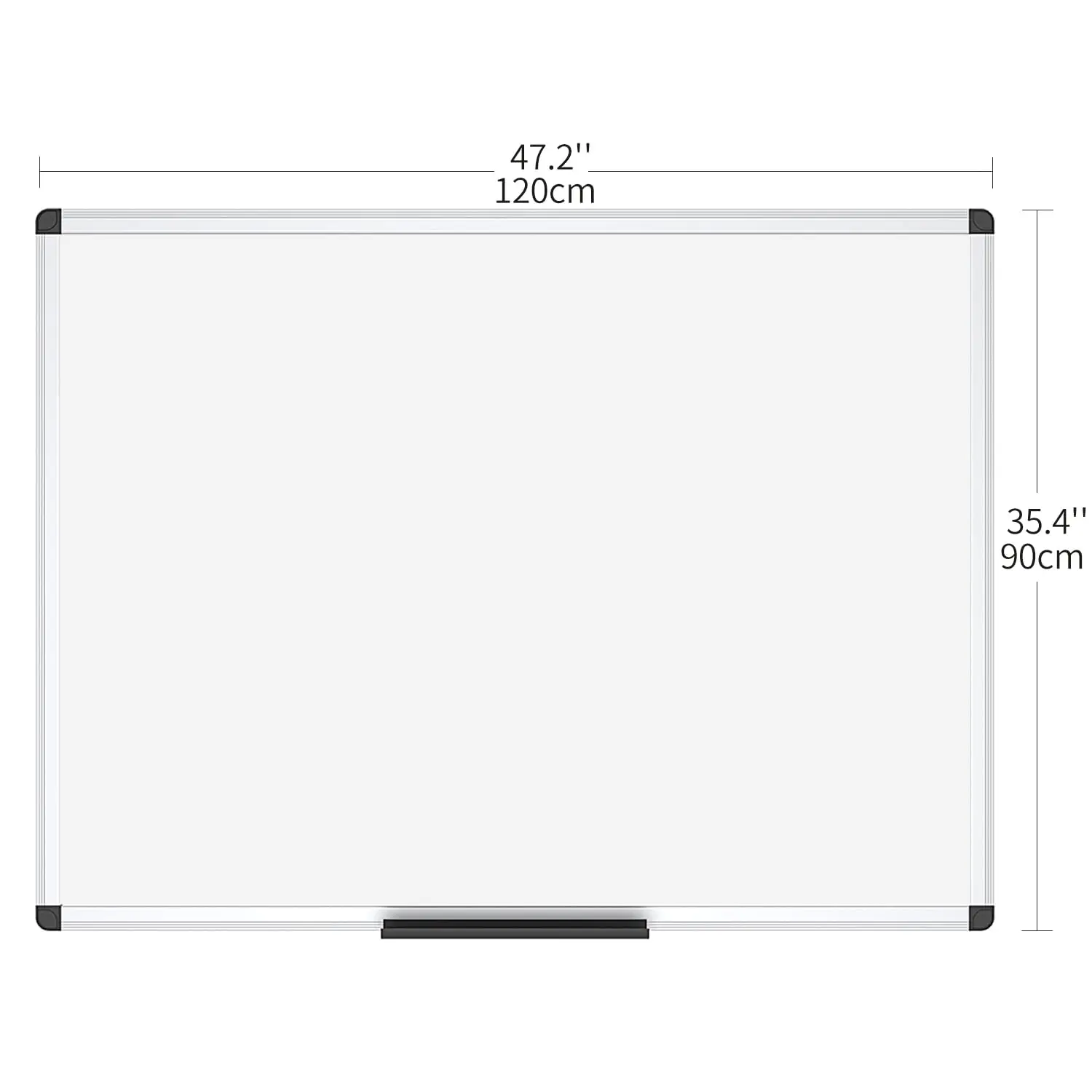 

LARGE 48"X36" MAGNETIC DRY ERASE BOARD, SILVER ALUMINUM FRAME, FOR OFFICE TEAMS & CLASSROOM TEACHING