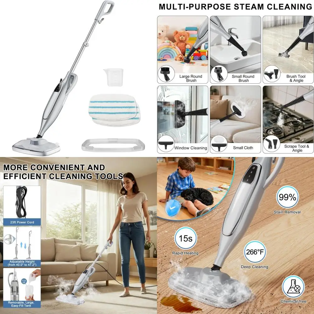 

Powerful Handheld Steam Cleaner with 11.8 oz Tank and 23ft Cord, All-in-One Detachable Steam Cleaning Solution