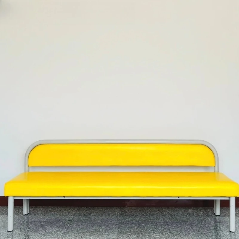Cream wind bright yellow, three people leather sofa Internet celebrity modern creativity