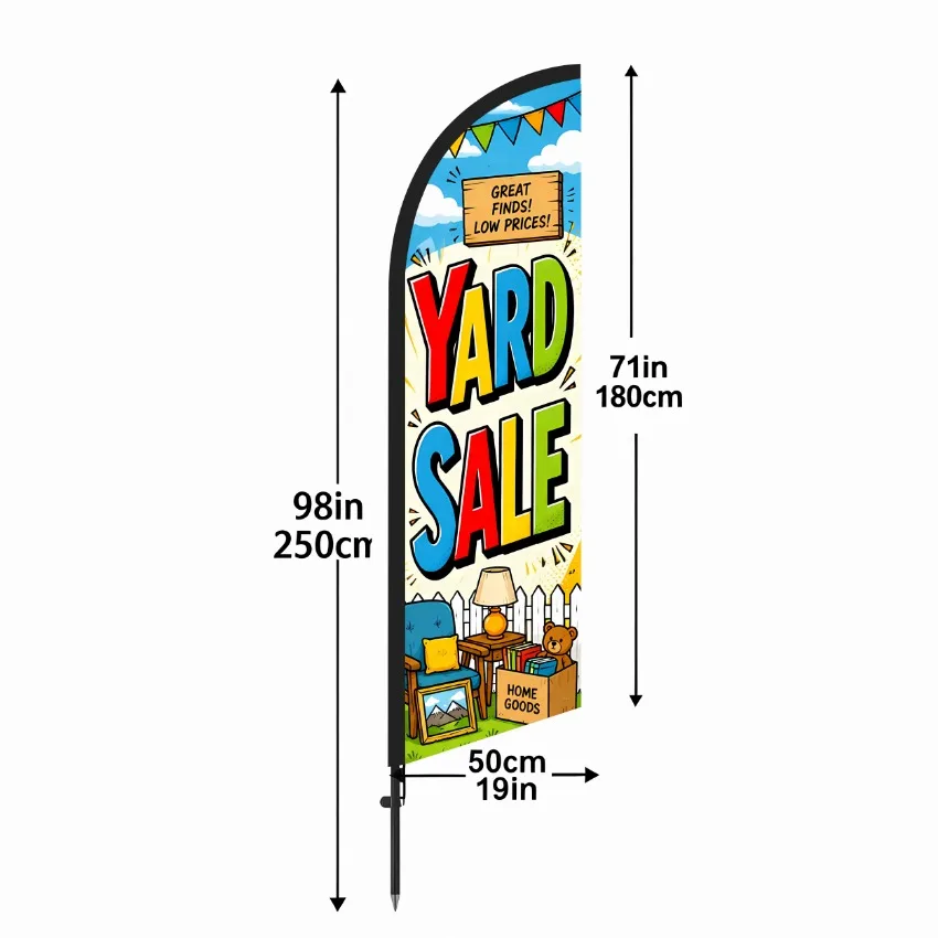 Yard Feather Flag 6.5FT Thick Polyester Outdoor Banner for Home Lawn Garden Decoration