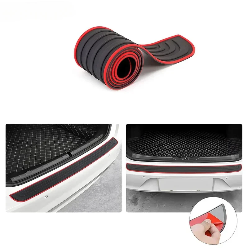 Universal Car Rear Bumper Guard PVC Soft Adhesive Plate Trunk Scuff Protective Anti-Scratch Sill Cover Trim Guard Edge Strip