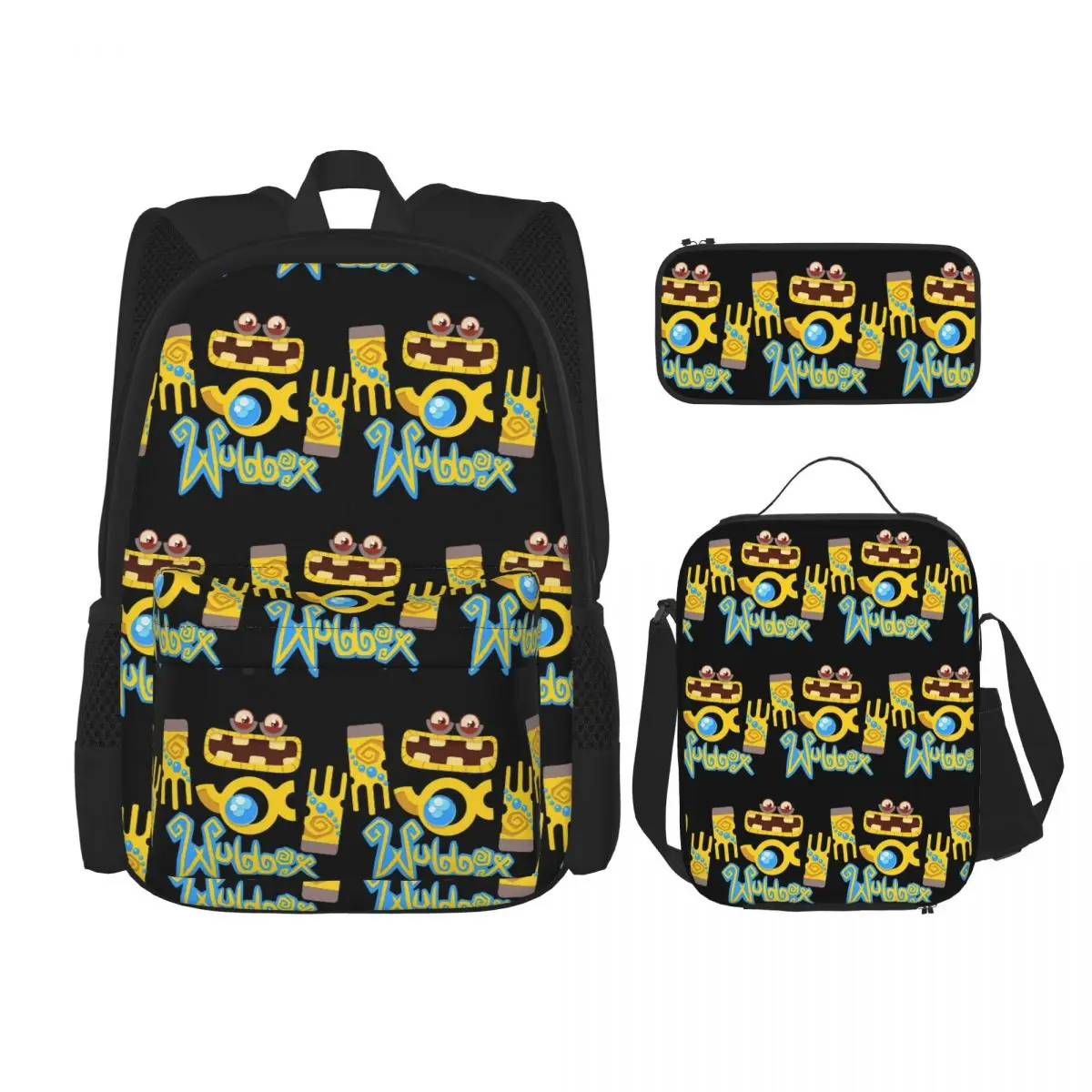 Wubbox My Singing Monsters Backpacks Kids Bookbag School Bags Rucksack Lunch Bag Pen Bag Three-Piece Set