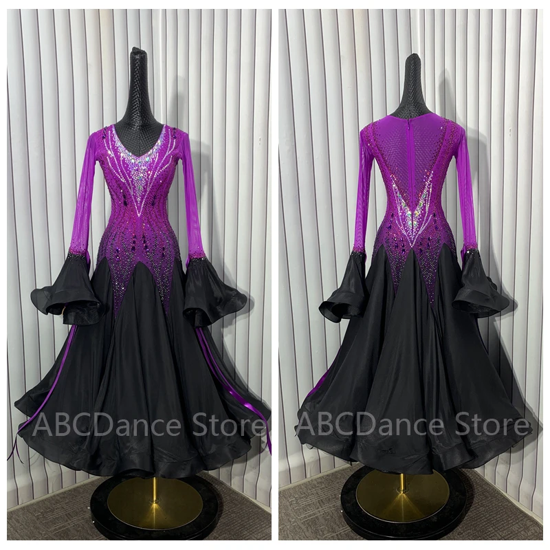 

Women ballroom dance dress Standard Dance Dress ballroom dress for Competition modern dance Costume Long Sleeve