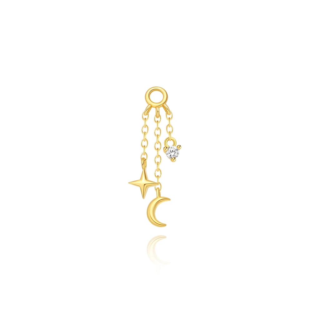 CANNER 1 ST 925 Sterling Zilver Achtpuntige Ster CZ Piercing Oorbel Voor Vrouwen Ins Kwastje Ketting Stud oorbel Party Fijne Sieraden