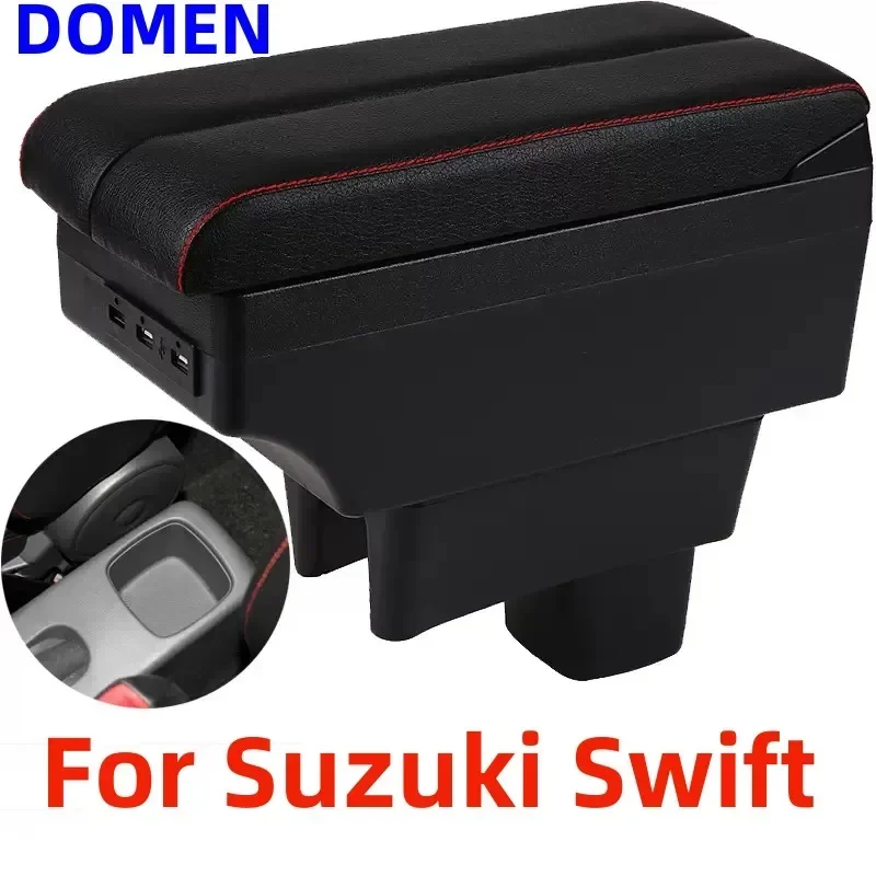 

NEW for Suzuki Swift armrest box Interior Parts Car Central Content With Retractable Cup Hole Large Space Dual Layer USB DOMEN