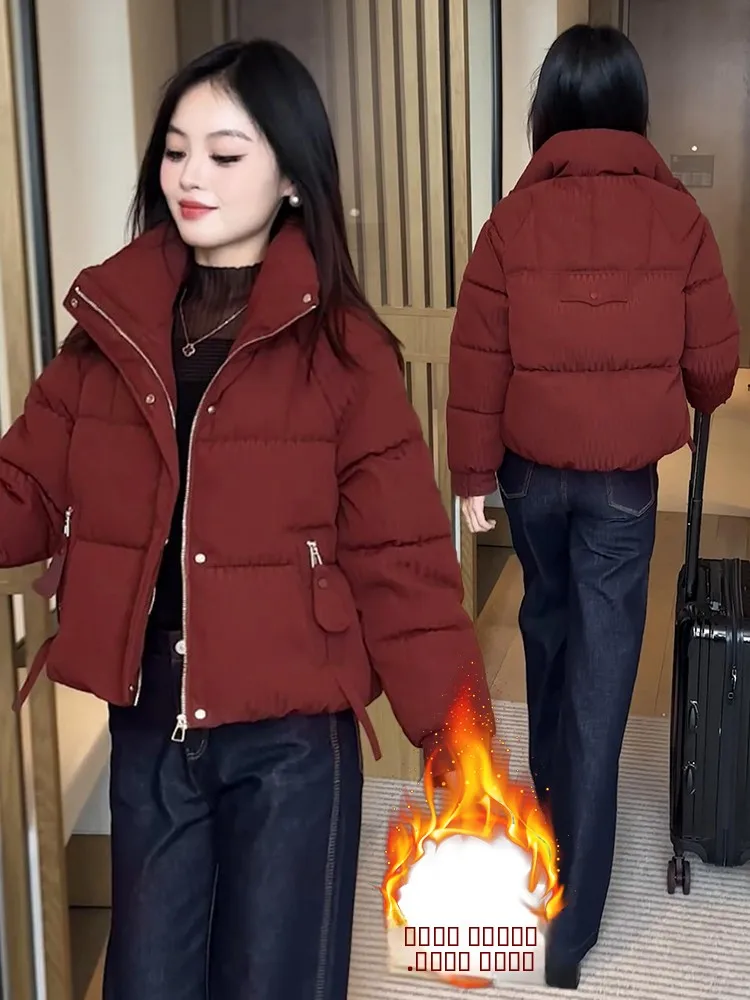 

Slimming Quilted Cotton Jaet Women's ort Sle Winter New Faion Thiened Warm Long Sve Coat Korean Version Commute