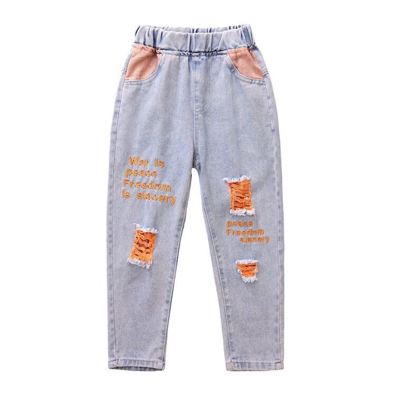 New Girls Fashion Jeans Spring Summer and Autumn Soft Casual Boutique Cotton Kawaii Girls Elegant Jean Kids Pants  3-12Y