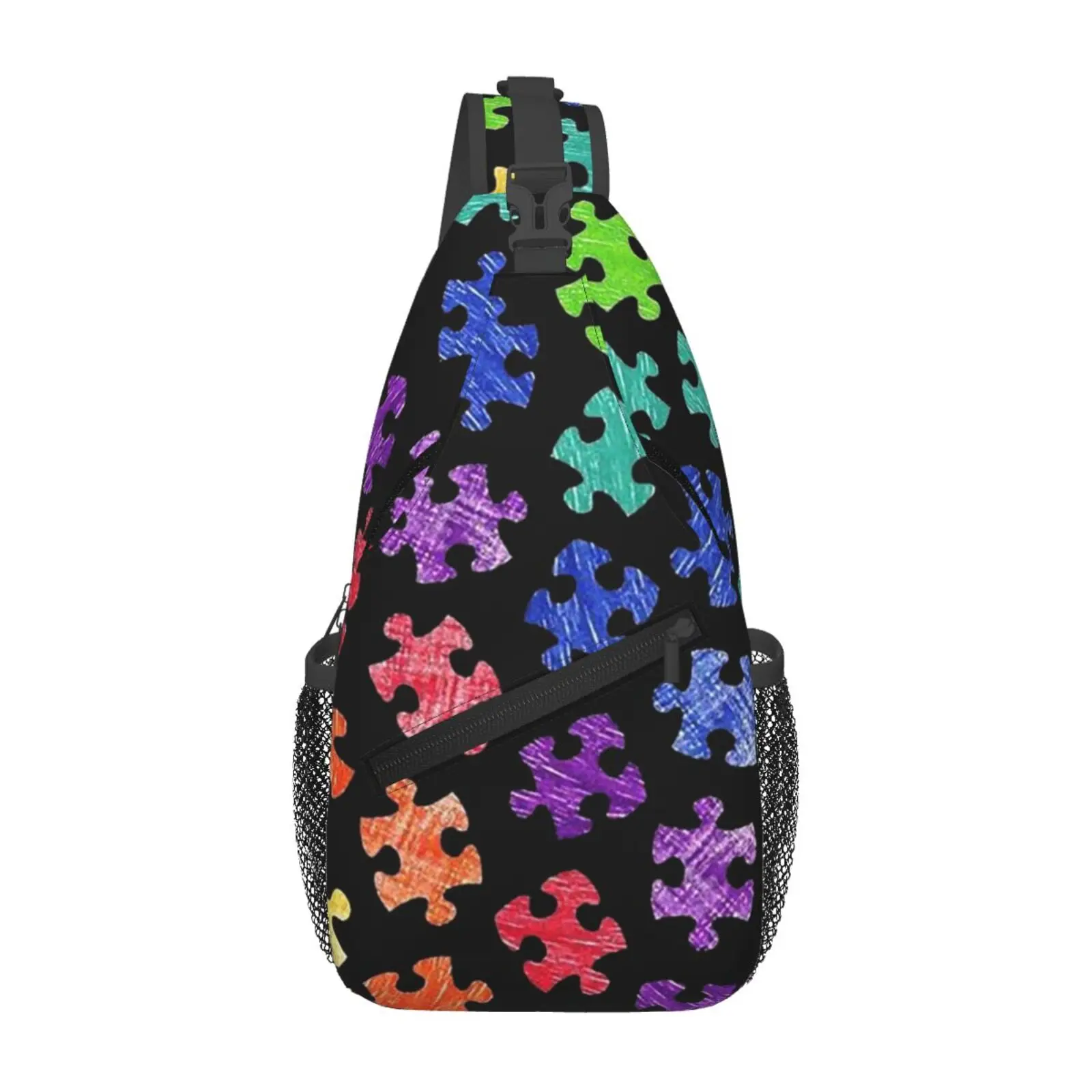 

Colorful Puzzle Pattern Chest Bags Crossbody Sling Bag Travel Hiking Sports Backpack Casual Lightweight Daypack for Men Women
