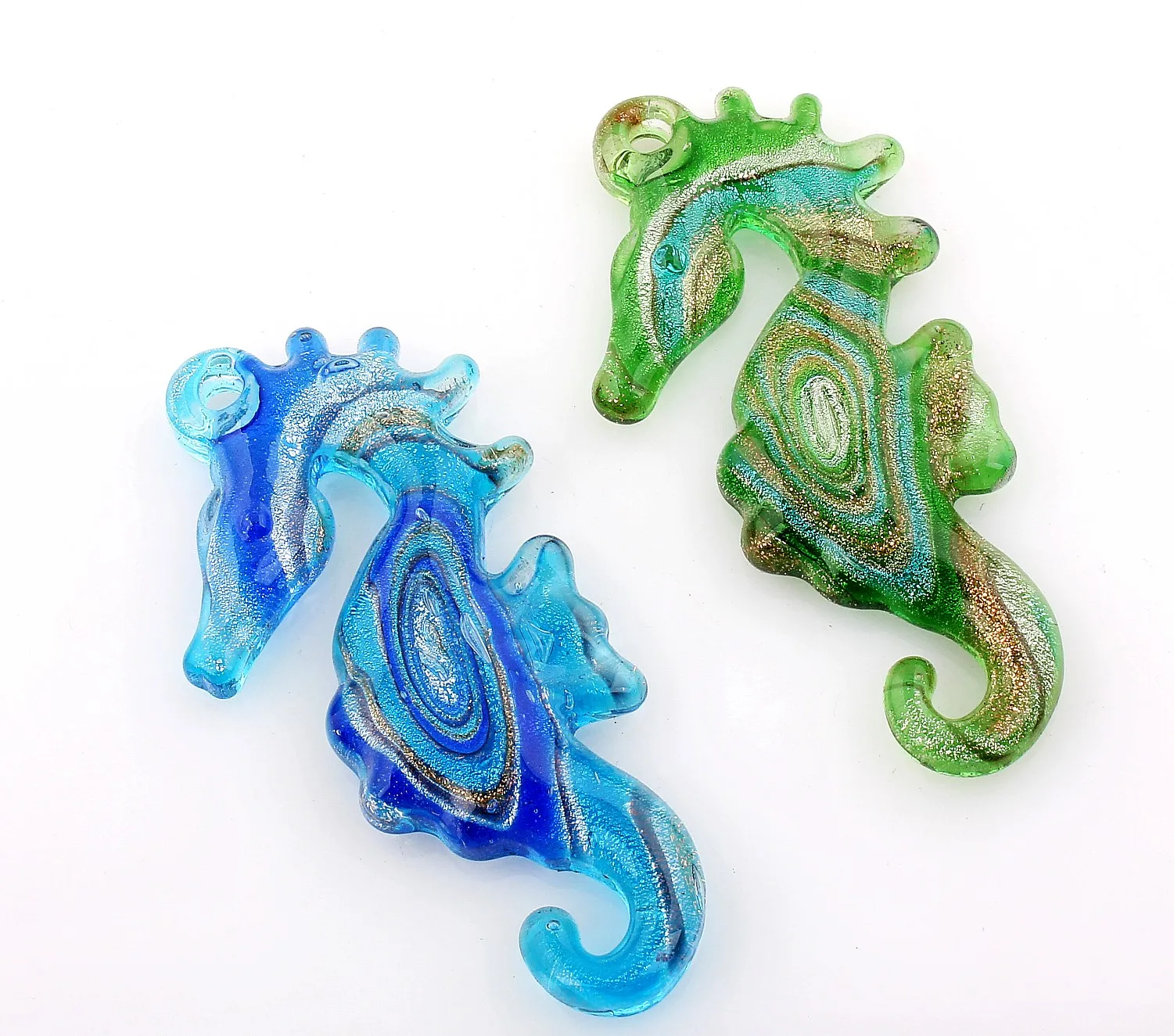 QianBei Wholesale 6pcs Handmade Murano Lampwork Glass Cute Seahorse Pendant For Necklace Women