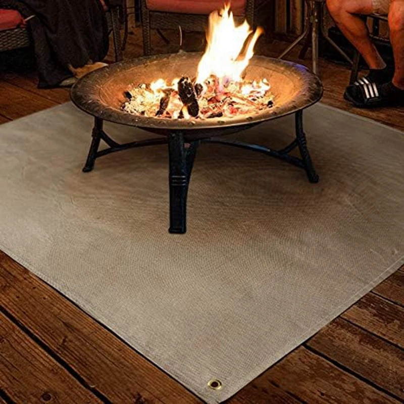 Fireproof Blanket Fiberglass Cloth 39 X 39In For Under Fire Pit For Outside Indoor Wooden Deck Grass Lawn Protection