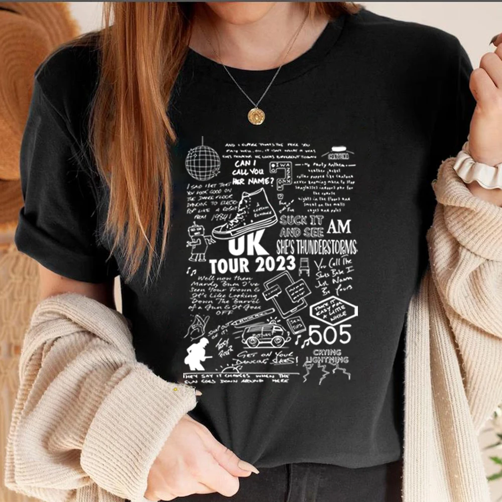 Arktische Musik Texte Fan Kunst Affen band T-Shirt UK Tour T-Shirt Konzert Hemden Fans Geschenke Unisex Kurzarm Casual Tops