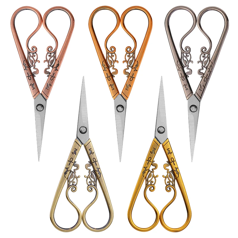 1Pc Retro Antique Vintage Scissors Flower Pattern Stainless Steel Scissor DIY Needlework Tools Tailor Scissor