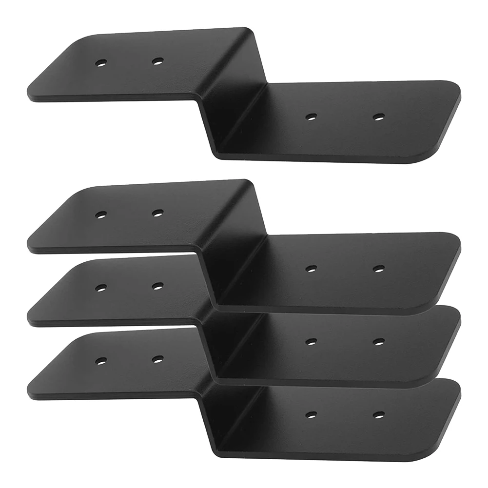 4 PCS Heavy Duty Steel Z Brackets Double Angle Channel Profile Corner Brace Black Coated Compatible with 38mm Beams