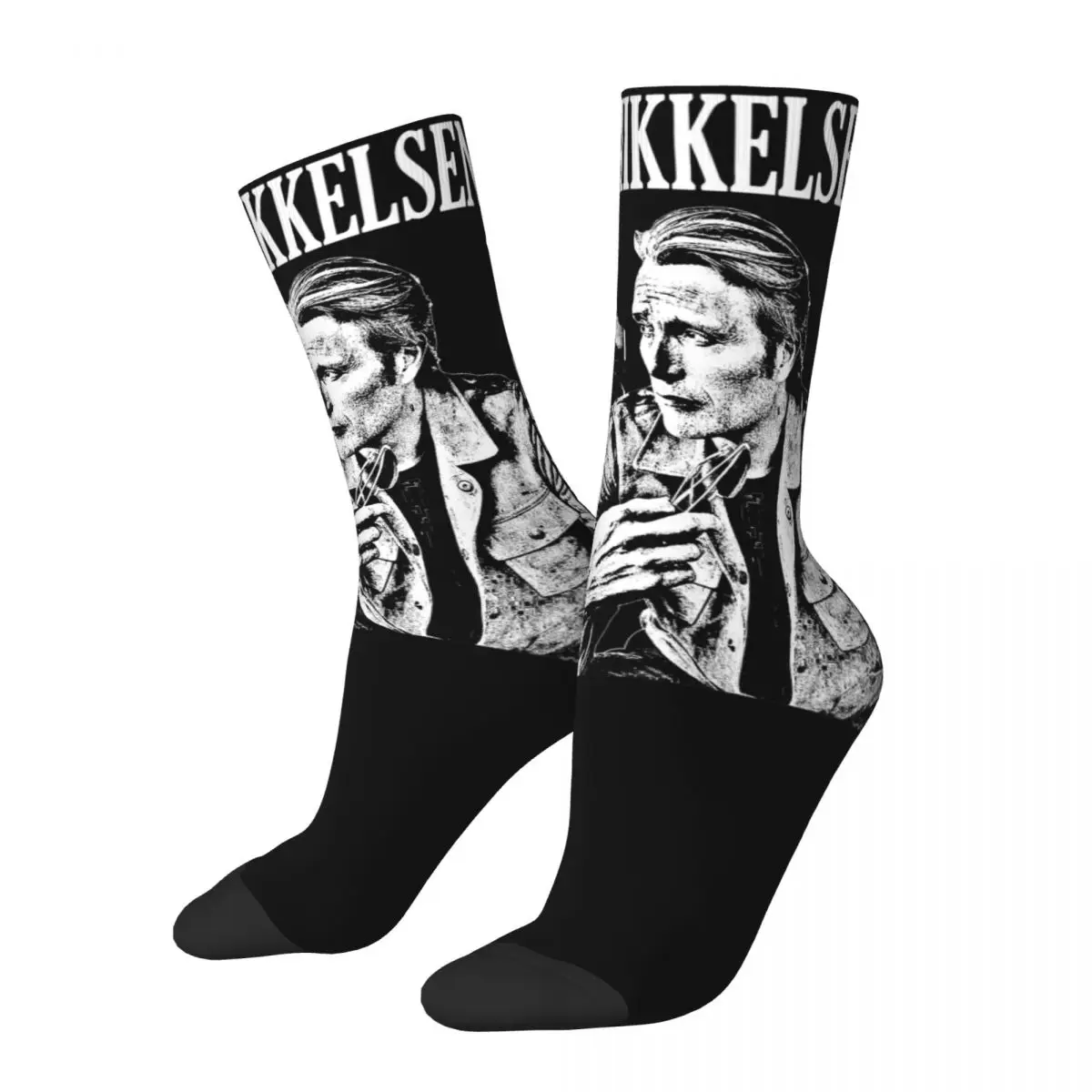 Female Mads Mikkelsen Poster Socks Super Soft Casual Actor Movie Film Socks Hip Hop Merch Middle TubeSocks Suprise Gift Idea