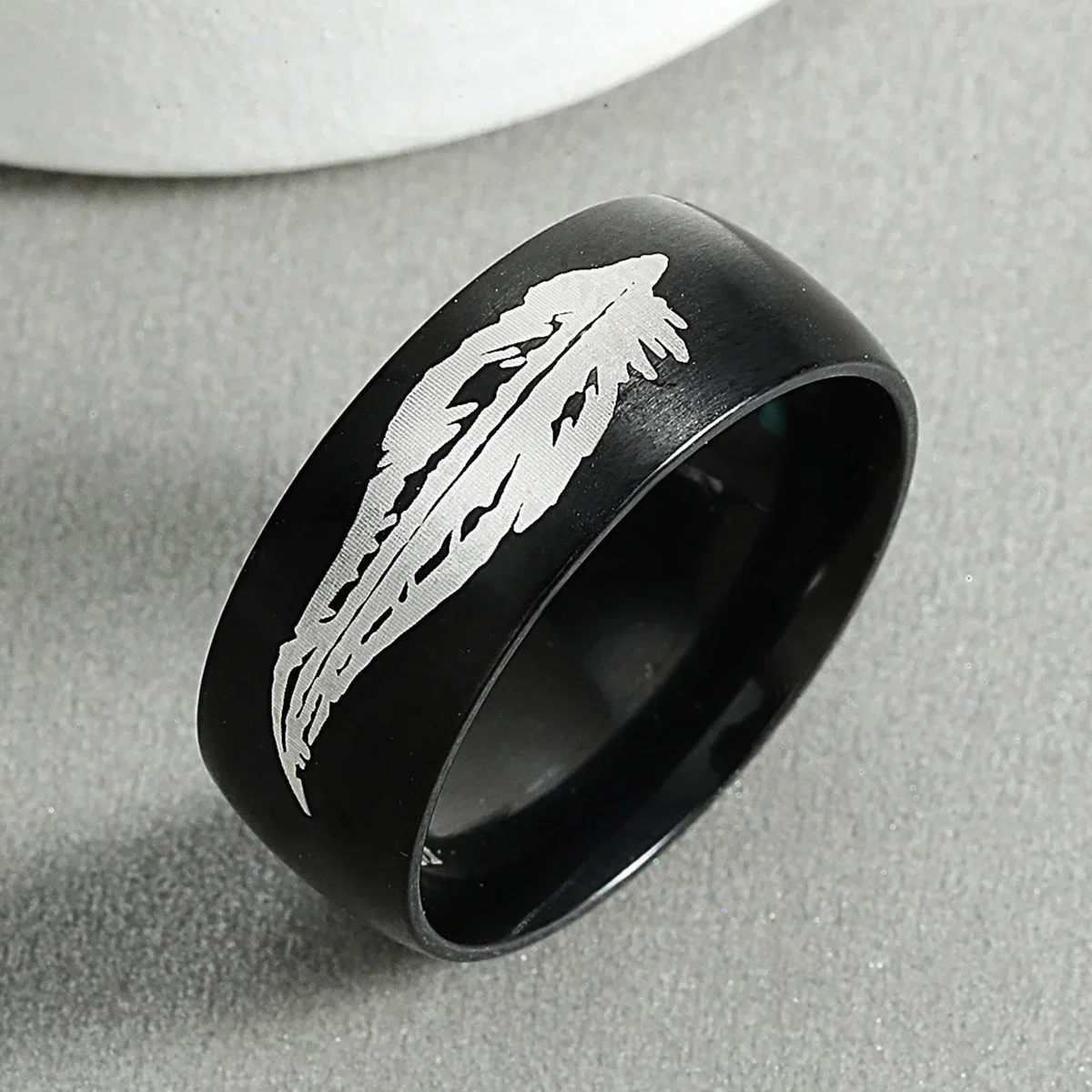 8mm LOL Game Lover's Ring Rakan and Xayah Couple Rings Titanium SteelStainless Steel Feather Ring Valentine's Day Gift Ri