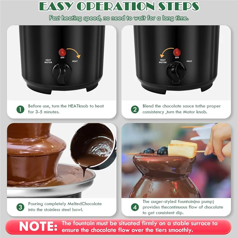 

T19C Three Layer Chocolate Fountain Machine Electirc Chocolate Fondue Set Detachable Mini Nostalgia Melting US Plug