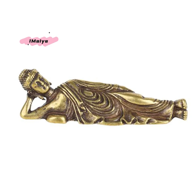 Picture 6: M-1PC Mini Retro Golden Lying Amitabha Buddha Statue Sculpture Figurines Copper Pure Brass Home Decoration Statues