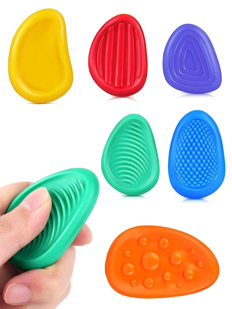 Brinquedos fidget adultos sensoriais pedra de silicone 6 pacote texturizado para autismo crianças