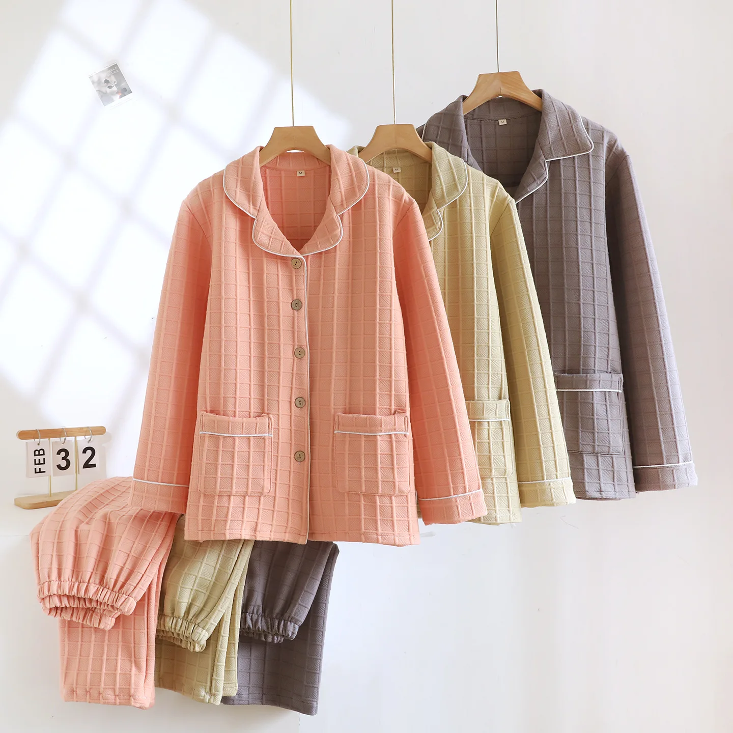 

Новая парная одежда для сна, женская зимняя одежда из чистого хлопка, плотный хлопок с длинными рукавами, мужская домашняя одежда, весенне-осенний комплект