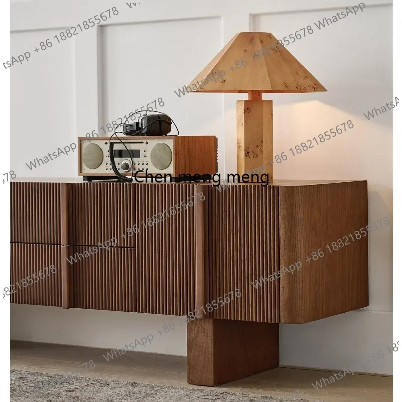 M45 Solid wood TV cabinet integrated living room storage cabinet light luxury retro floor storage cabinet