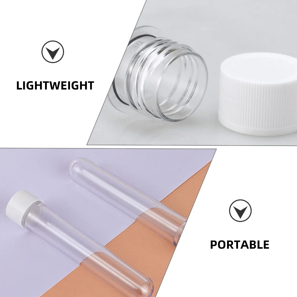 10 Pcs Bottled Clear Candy Storage Tubes Test with Lids Portable Transparent Flask