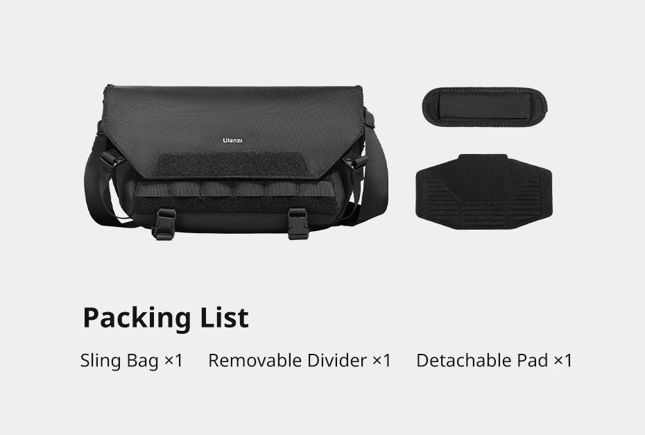 Ulanzi BC08 Umhängetasche, 9 l Fassungsvermögen, spritzwassergeschützt, Universaltasche, Fotografie-Umhängetasche für DSLR-Kamera, Outdoor-Reise-Organizer – Detail 13