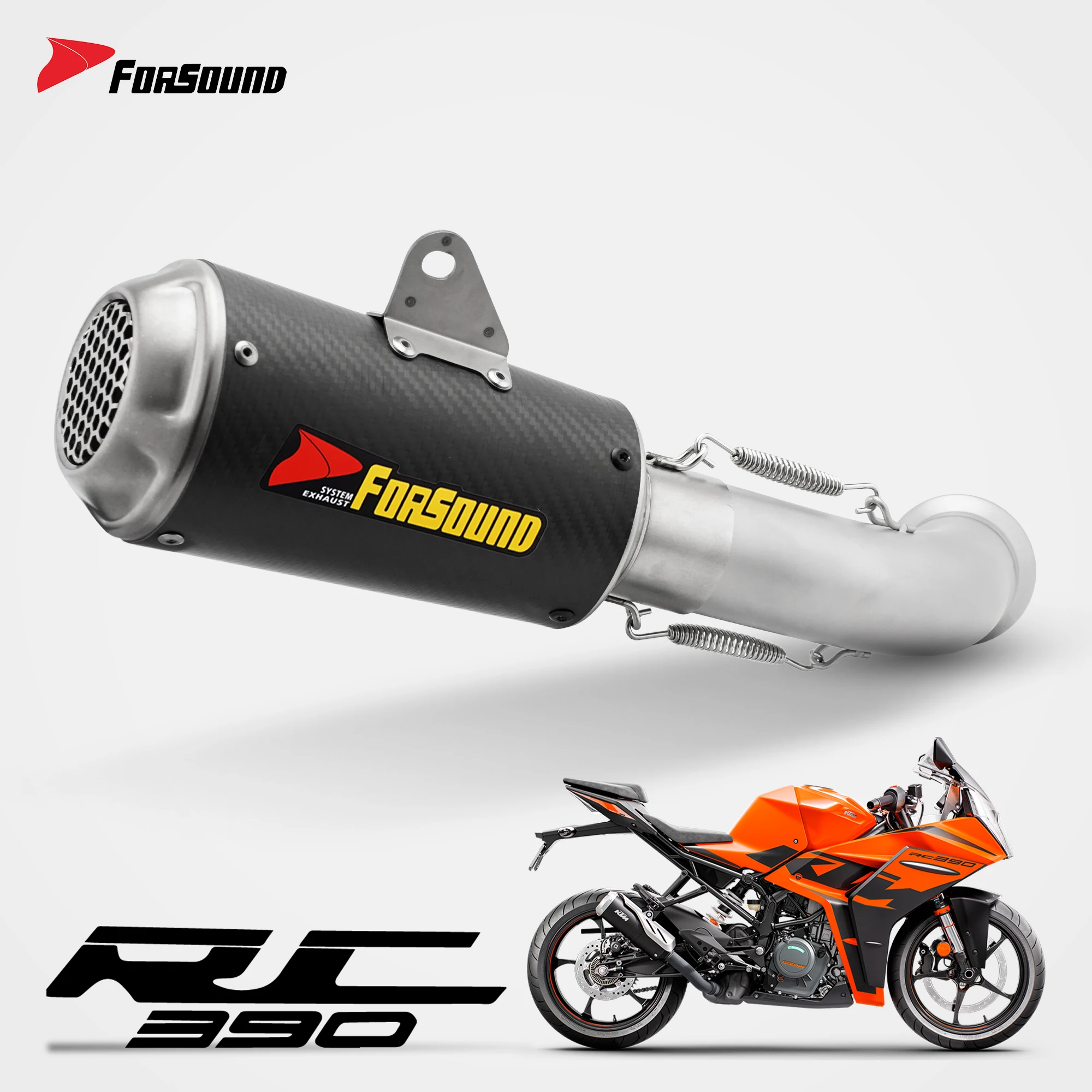 

Forsound Factory Wholesale Price Ktm Rc390 Stainless steel Exhaust Valved Muffler with Mid Pipe Resonator
