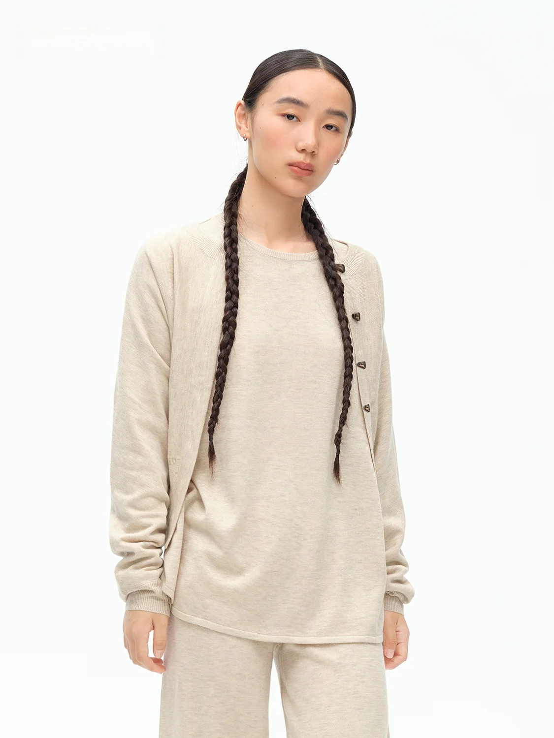 

Универсальный свободный вязаный шерстяной свитер с круглым вырезом, теплый, модный, осенне-зимний, женский, премиум-класса