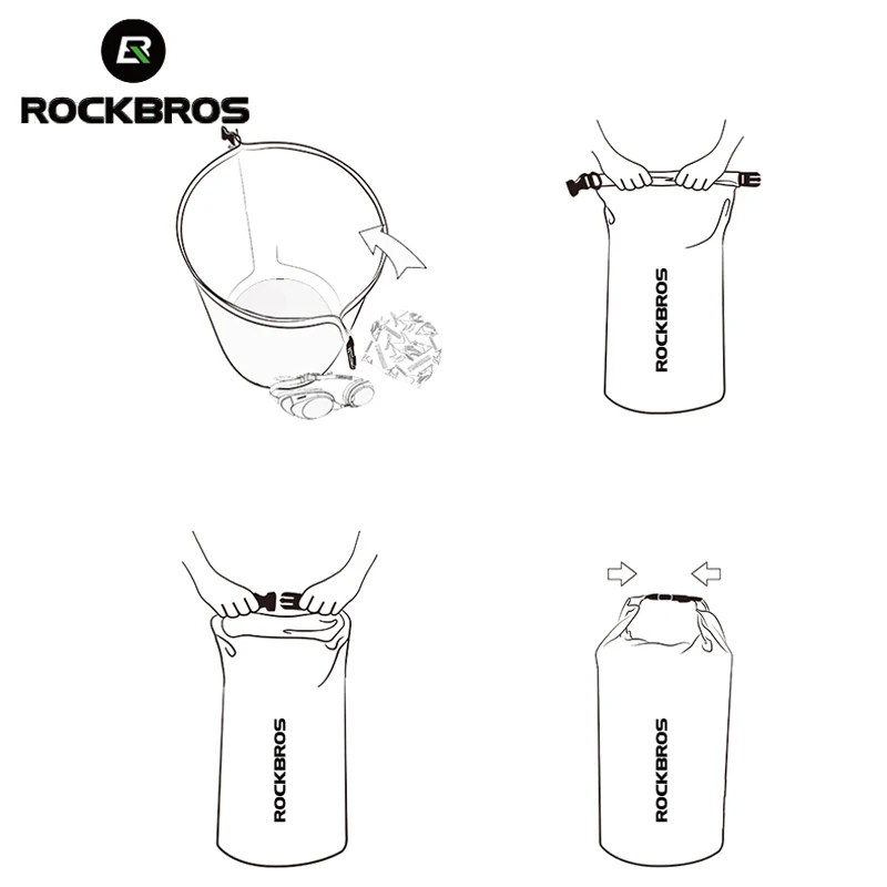 ROCKBROS 10L 20L Waterproof Swimming Bag Dry Sack PVC Trekking Drifting Rafting Kayaking Beach Bag Fishing Outdoor Backpack