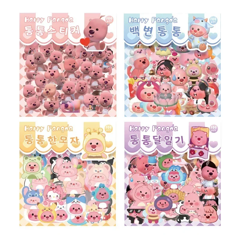 100Pcs Kawaii Loopy Little Beaver Waterproof Pvc Transparent Sticker Diy Ledger Diary Decoration Animal Sticker Cute Girls Gift