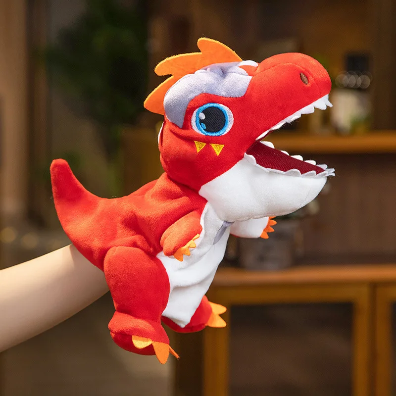 Dessin animé Triangle dinosaure tyrannosaure Rex main poupée en peluche Parent enfant poupée interactive maternelle enseignement poupée H1