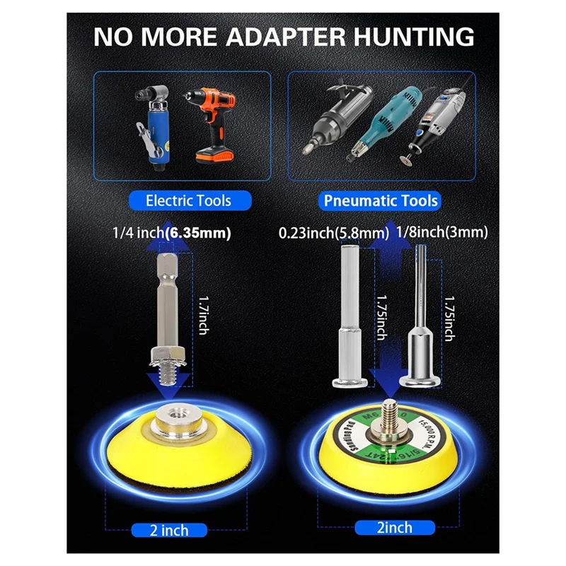 

ABAE-2 Inch Sanding Discs Drill Polishing Kit, 193PCS Car Headlight Restoration Kit, Hook & Loop Wet Dry Buffing Pads