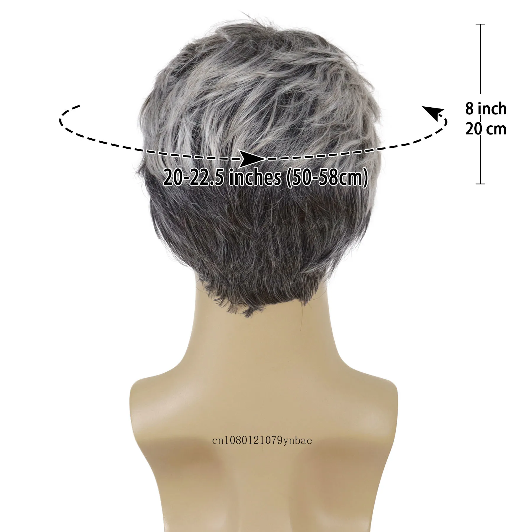 Male Mix Grey Wigs Synthetic Hair Short Wig with Bangs for Men Daddy Hairstyles Gifts Daily Cosplay Costume Party Heat Resistant