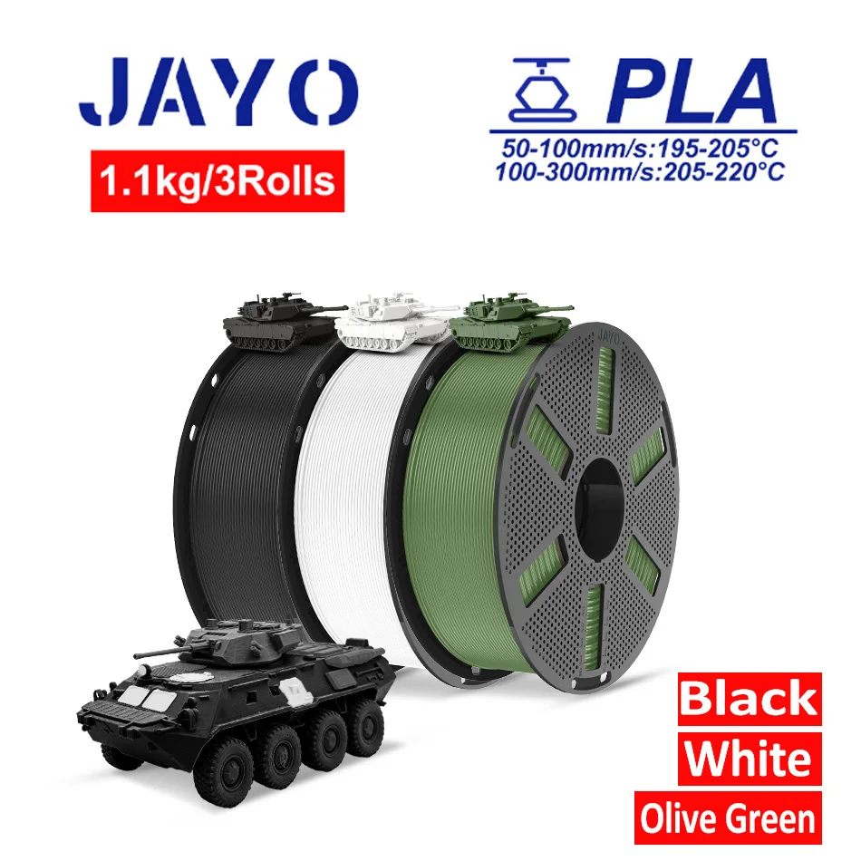 JAYO PLA + / TPU / SILK / PLA Filament 5 Rollen/Set 3D-Drucker-Filament Robustes 3D-Druckmaterial für FDM Ohne Verheddern