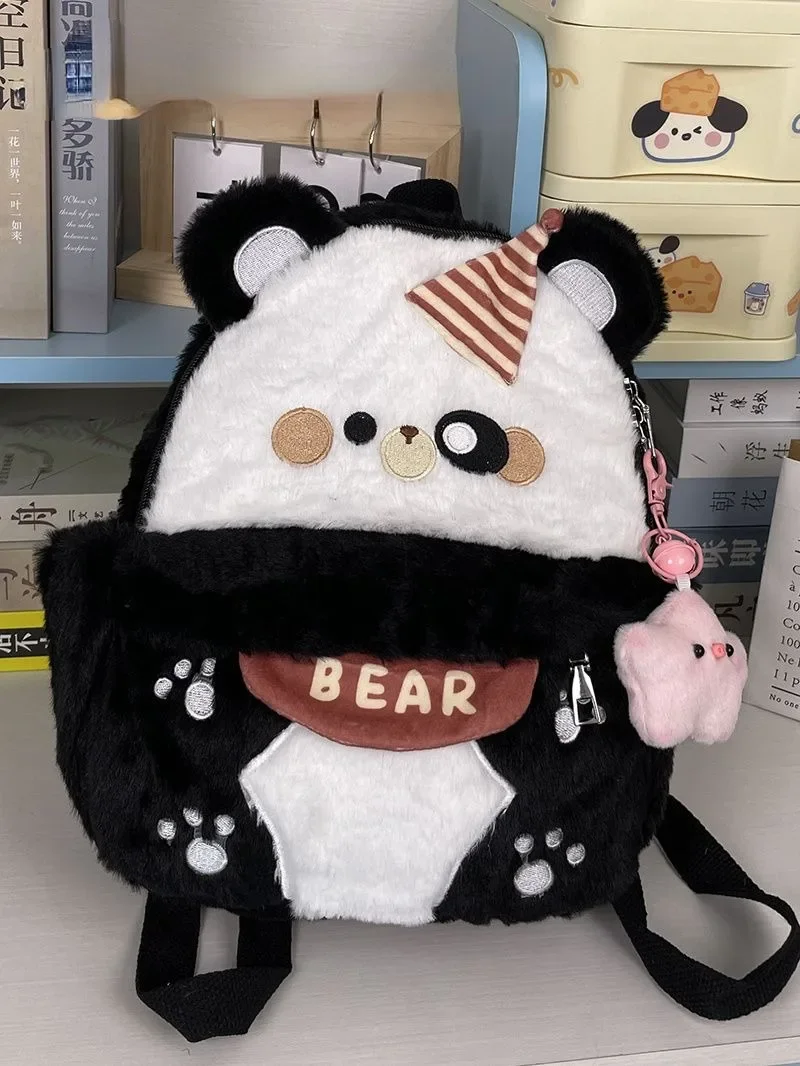 Mochila BOMO de oso de peluche para mujer, mochilas japonesas Kawaii para mujer, mochilas de moda lindas, informales, versátiles y colegializadas