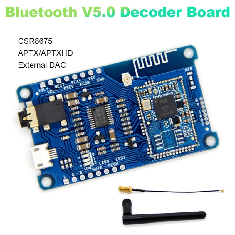 

CSR8675 Low Power Consumption Decoder Board Antenna PCM5102A Support APTX/APTX-LL/APTX-HD