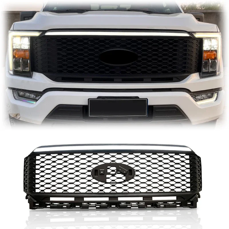 

Spedking Hot Sales Body Kit Front Bumper Grill With LED Light For 4x4 Pickup Truck For 2021 Ford F150 Car Grille