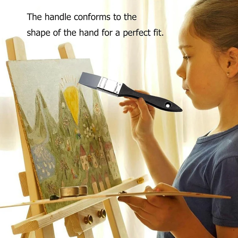 Кисти для рисования 2 шт., силикагелевые плоские Кисти 1 дюйм и 2 дюйма, набор широких и узких однотонных гибких кистей