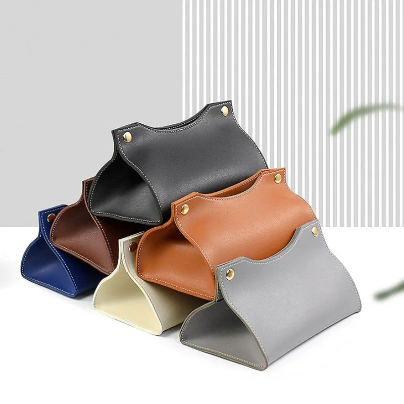 Tissue Box Halter Hause Wohnzimmer Kaffee Tisch Desktop Einfache Serviette Box Küche Lagerung Papier Box PU Leder Organisatoren – Detail 10