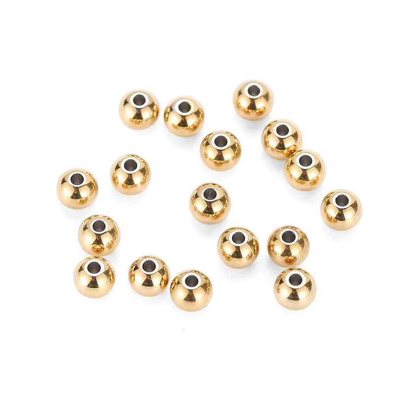 30-100pcs 3/4/6/8mm Stainless Steel Beads Rose Gold Black Loose Spacer Beads Ball Bead For Jewelry Making DIY Bracelets
