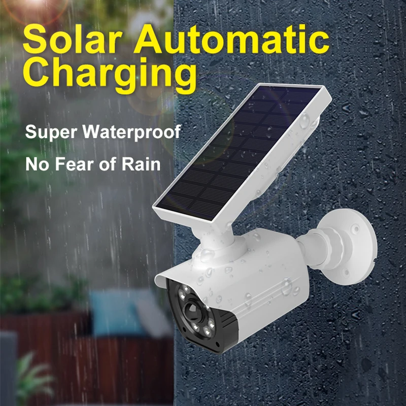 EZHEN Dummy Solar Security Camera Bullet Waterproof Outdoor Indoor sistema di sorveglianza falso con luci lampeggianti rosse realistiche