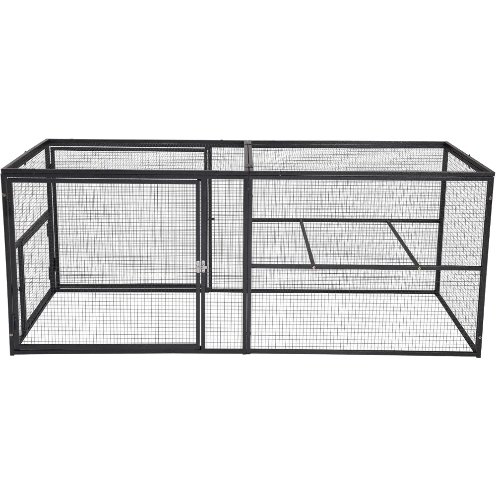 

71in Chicken Coop Run Extension Outdoor Rabbit Expansion Pen for Chicken Coop Hutch, Removable Doors