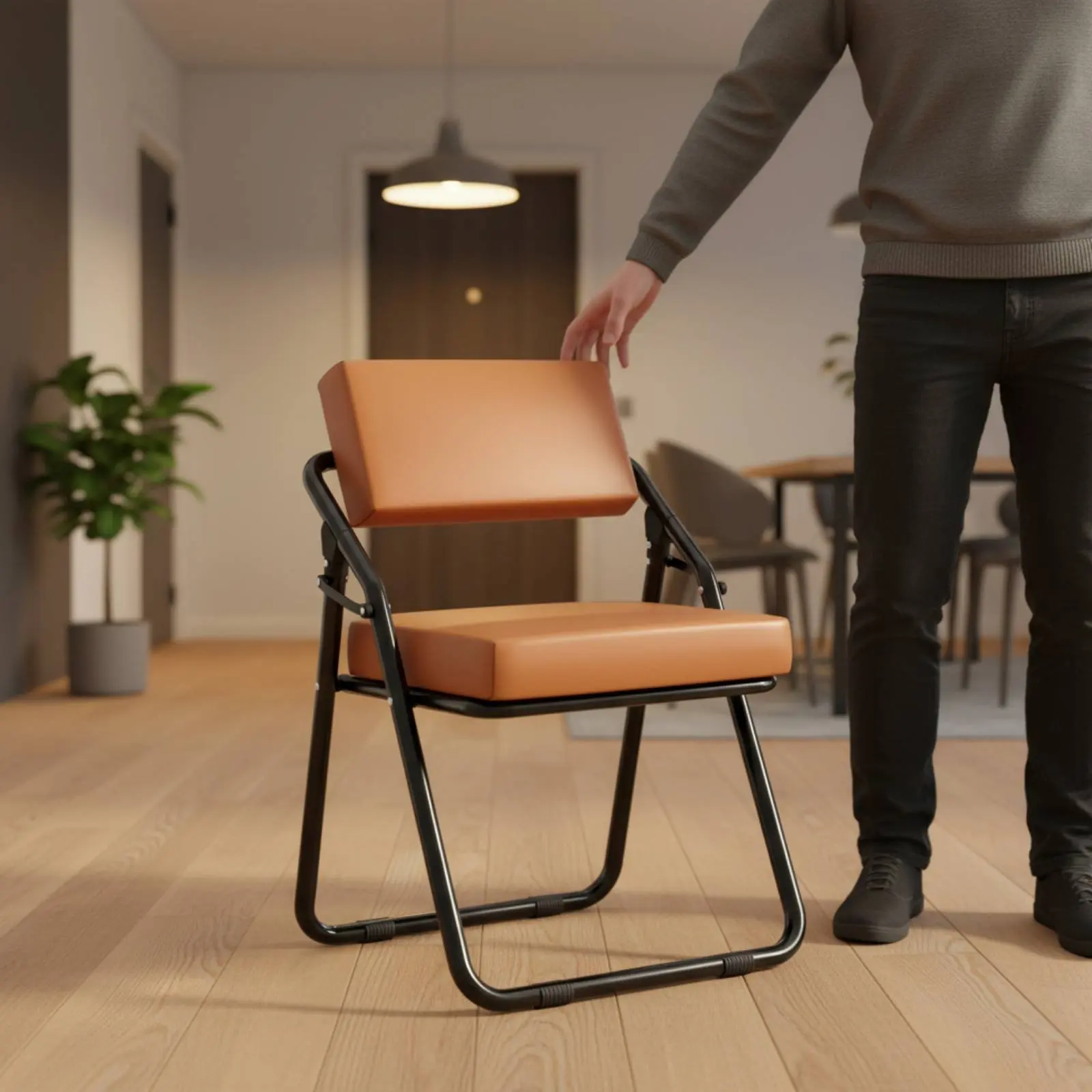 

Folding Office Chair Space-Saving Padded Folding Chair Household Furniture Installation-without Cost Long-Lasting Steel Frame