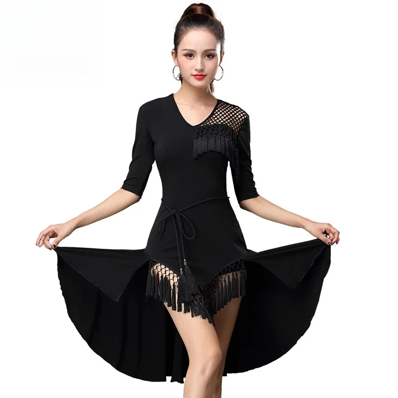 라틴 댄스 드레스 여성용 성인 라틴 댄스 스커트 드레스 섹시 스타일 신상품 전문 무대 공연용