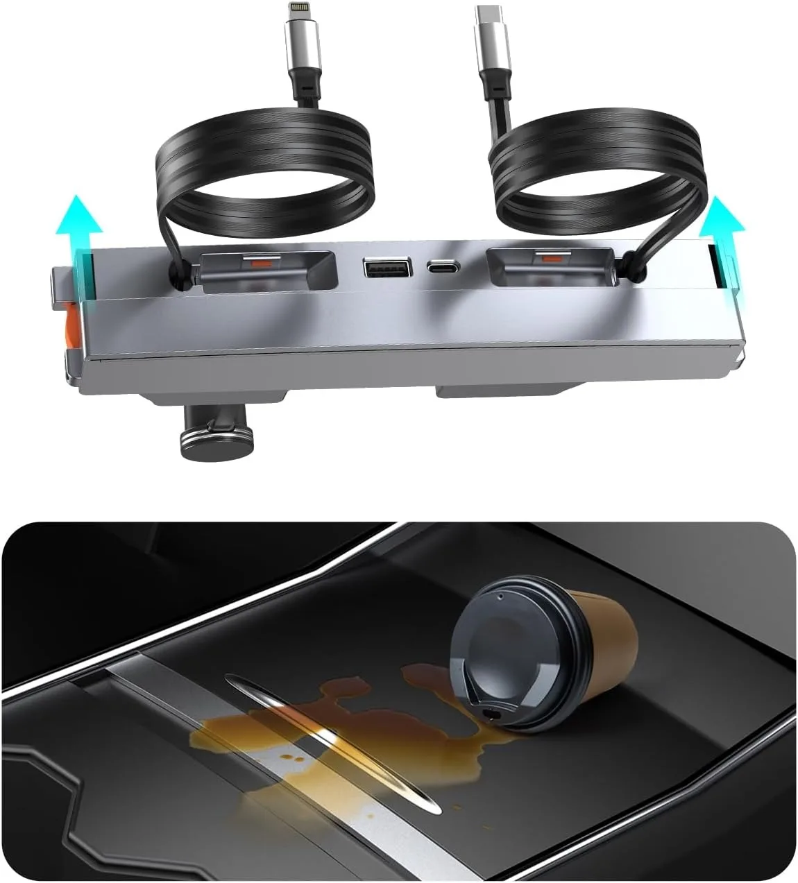 

For Tesla Model Y Juniper 2025 Retractable Center Console USB Hub Model 3 Highland Phone Charger Fast Charging Docking Station