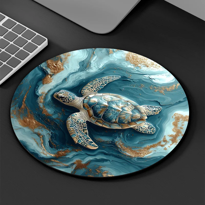 

The turtle-patterned circular mouse pad is anti-slip and suitable for high-quality computer accessories for office and study