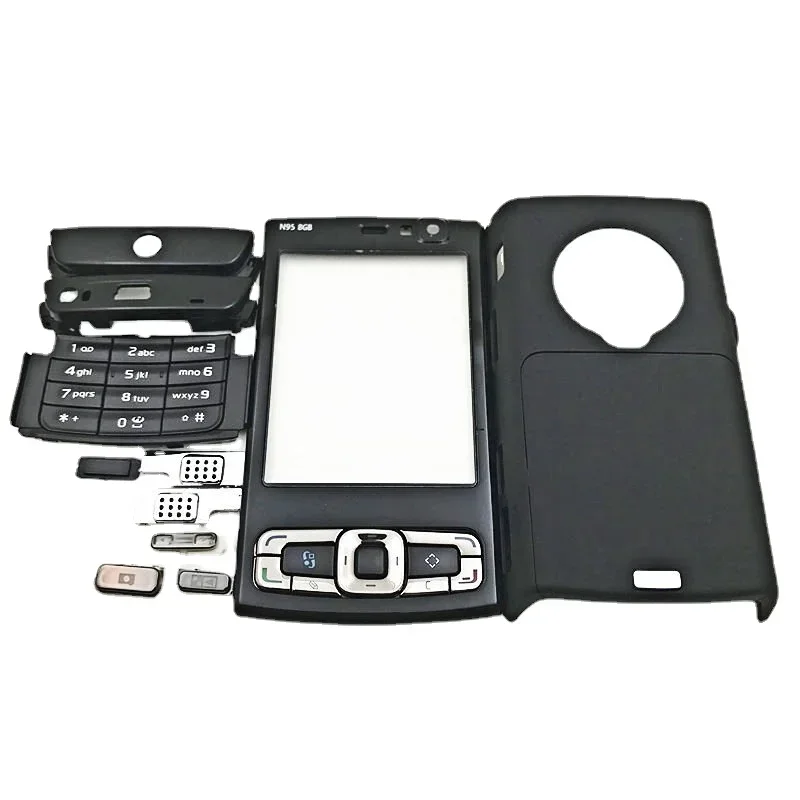 

Housing Front Faceplate Frame Cover Case+Back Cover/battery Door Cover+ English Keypad Repair Parts for Nokia N95 8G