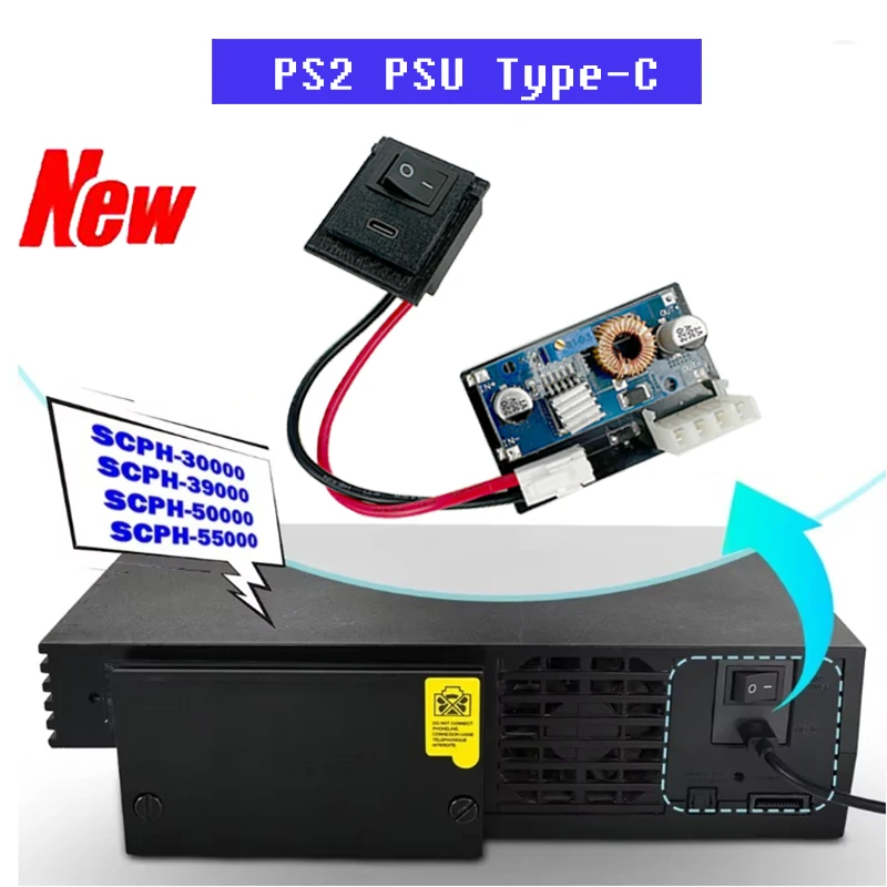 NEW Type C PSU Mod For PS2 Power Board For PS2 Fat Console 5XXX Power Supply Board